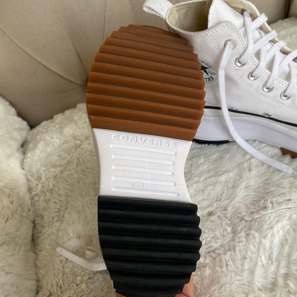 Converse White High-Top Platform Chuck Taylor Sneakers with Gum Outsole - Picture 7 of 11